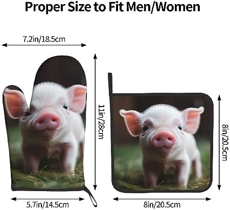Cute Baby Pig Printed Oven Mitts and Pot Holders 2PCS Set