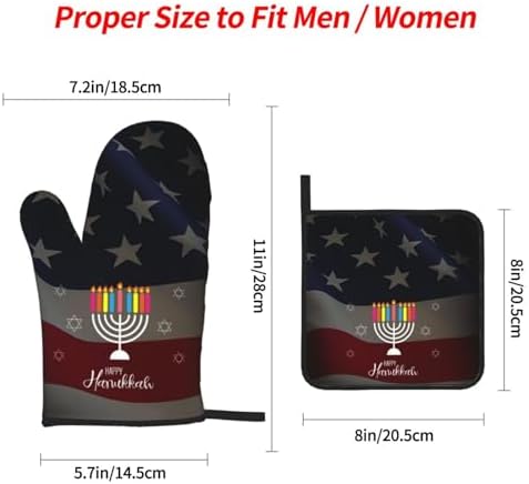 Happy Hanukkah 2023 4 Piece Oven Mitts and Pot Holders Set
