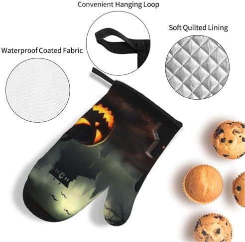 4PCS Halloween Horror Oven Mitts and Pot Holders Set