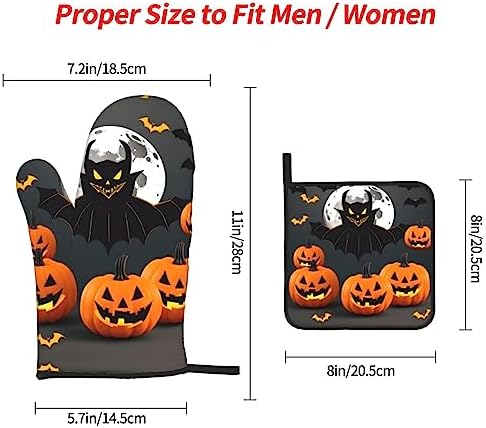 Halloween Moon Bat Pumpkin Oven Mitts Set