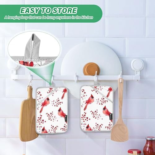 Berry Cardinal Bird Hot Pad Pot Holder Set of 2 1