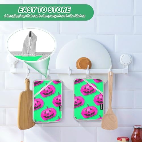 2-Piece Halloween Pink Pumpkin Potholders