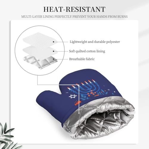 Happy Hanukkah Oven Mitts with Silicone Palm 1