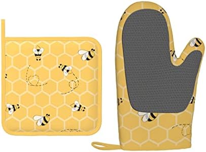 Oven Mitts Potholders Set Heat Resistant Silicone Glove