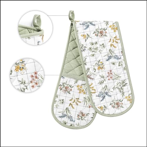 Rhoda French Countryside Quilted Oven Mitt Sage Green