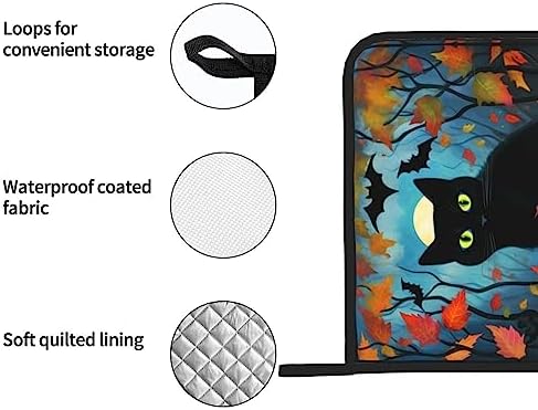 Halloween Black Cat Pumpkin Leave Pot Holder Set