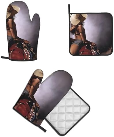 Quopvn Oven Mitts Pot Holders 2PCS Set Non-Slip Heat Resistant Kitchen Gloves