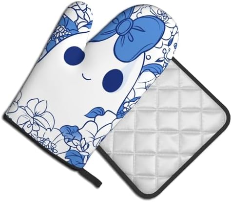 Halloween Specialty - Ghost Oven Mitts with Bow Pot Holders Set