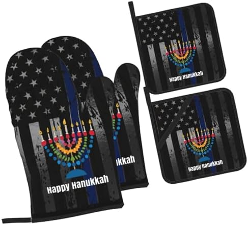 Happy Hanukkah Premium Oven Mitts Set Best
