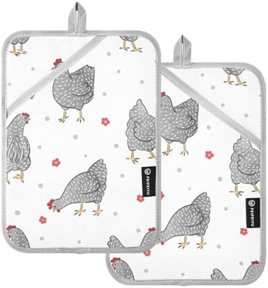 Dalzium Potholder Set of 2 Heat Resistant Oven Mitts with Hand Pocket