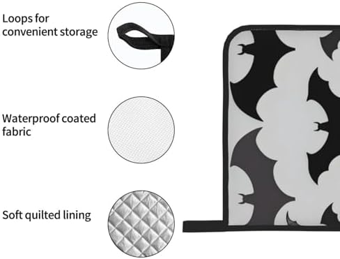 Halloween Oven Mitts Set of 4 - Waterproof Heat-Resistant Grey Prints