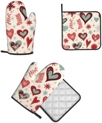 Perfect Heart-Shaped Oven Mitts and Pot Holders 2-Pack