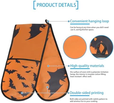 Gublec Halloween Bats Animal Double Oven mitts