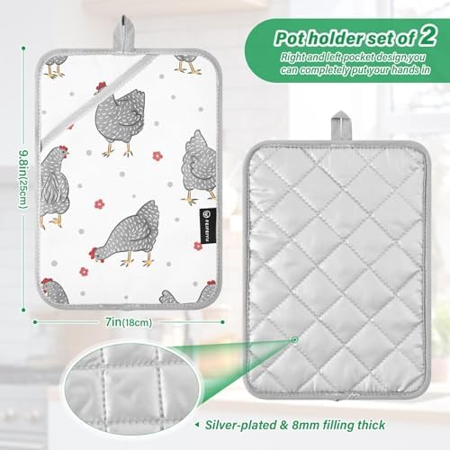 Dalzium Potholder Set of 2 Heat Resistant Oven Mitts with Hand Pocket