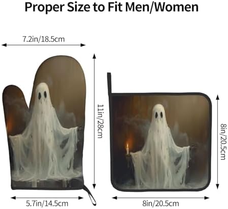 Gjieliness Halloween Ghost and Candle Oven Mitts Set