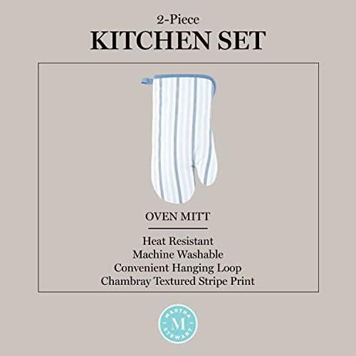 Martha Stewart Daisy Stripe Oven Mitt Set Heat-Resistant Comfortable