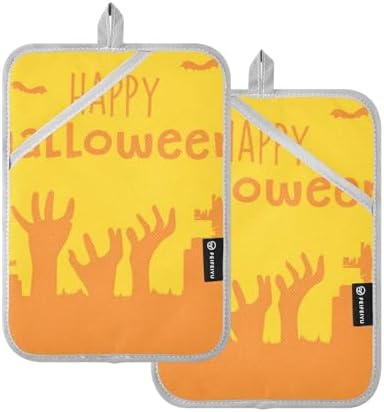 ScaTY Haunted Halloween Creepy Pumpkin Handle Pot Holder Set for Oven Protection