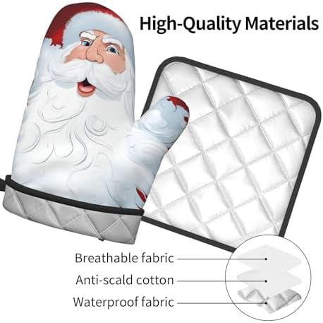 Christmas Day Printed Oven Mitts and Pot Holders 2 Piece Set