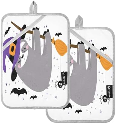 Halloween Sloth Potholder Set with Pockets 2 Pack