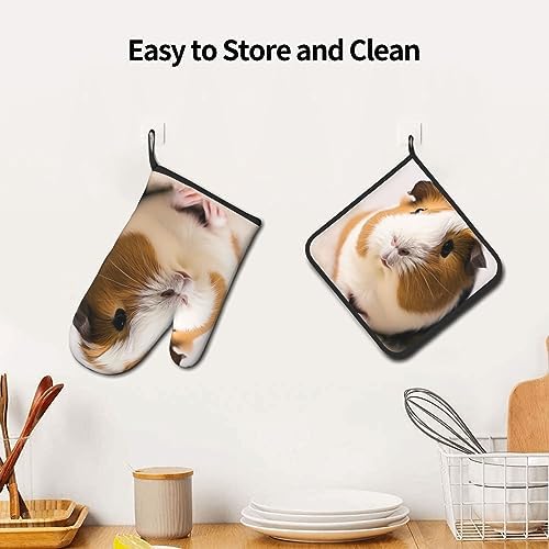 Quopvn Cute Flower Printed Oven Mitts 2pcs Set
