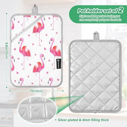Flamingo Hearts Pot Holders 2-Pack