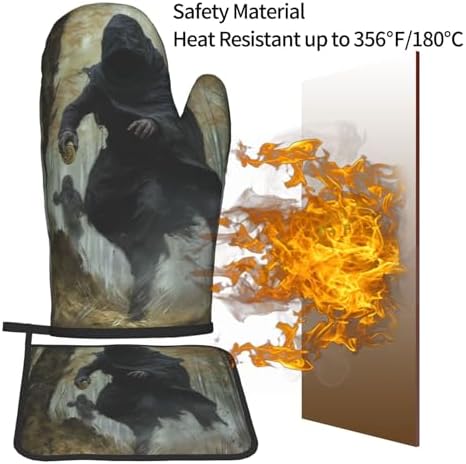 Halloween Heat-Resistant Oven Mitts Set