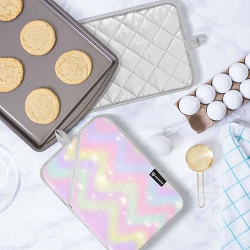 Kcldeci Rainbow Stars Hearts 2-Pack Oven Mitts