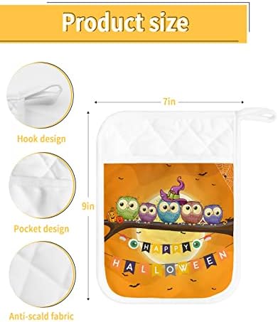 Halloween Cute Owl Bird Pot Holder Set for Kitchen