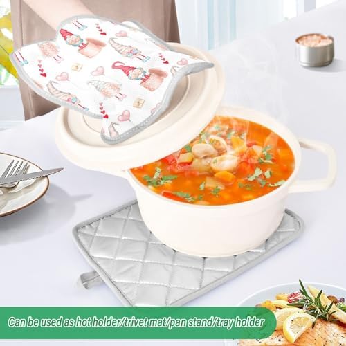 Valentine Gnomes 2-Pack Pot Holders Heat Resistant Potholders Oven Mitts
