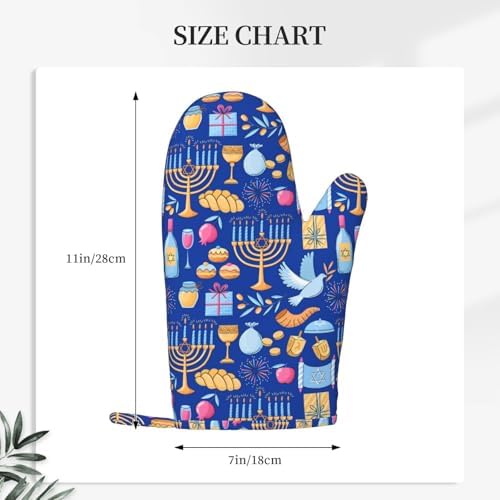 Happy Hanukkah Silicone Oven Mitts for Kitchen Baking BBQ