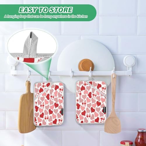 Kcldeci Check Hearts 2-Pack Pot Holder Set