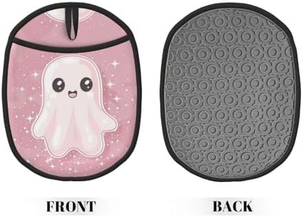 Cute Halloween Pink Ghost silicone Pot Holder with Hanging Loop