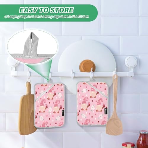 Kcldeci Pink Gnome Heat Resistant Oven Mitts 2 Pack