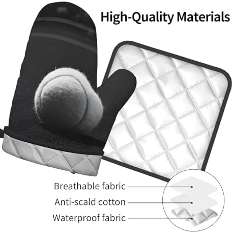 Baseball Print Oven Mitts Set
