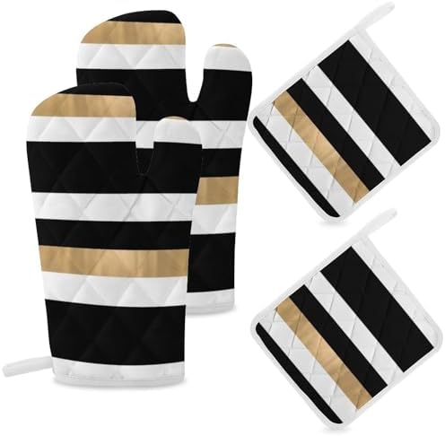 Curdesi 4PCS Oven Mitts and Pot Holders Set