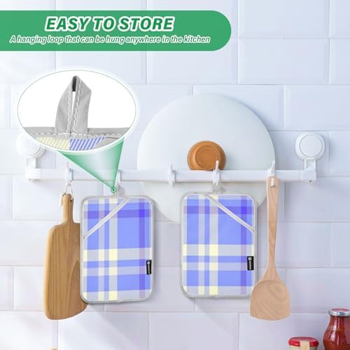 Kcldeci Check-in Blue and Lemon Two-Pack Pot Holder Set