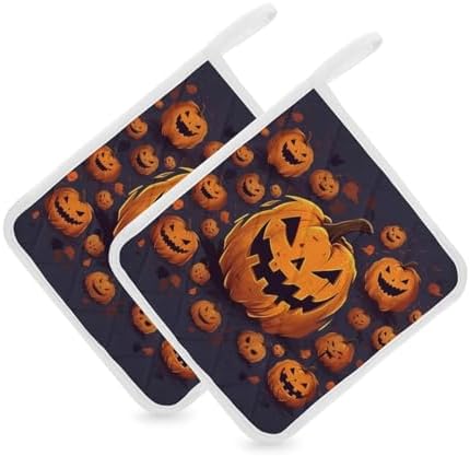 SmtSec Halloween Pumpkin Potholders with Hanging Loops