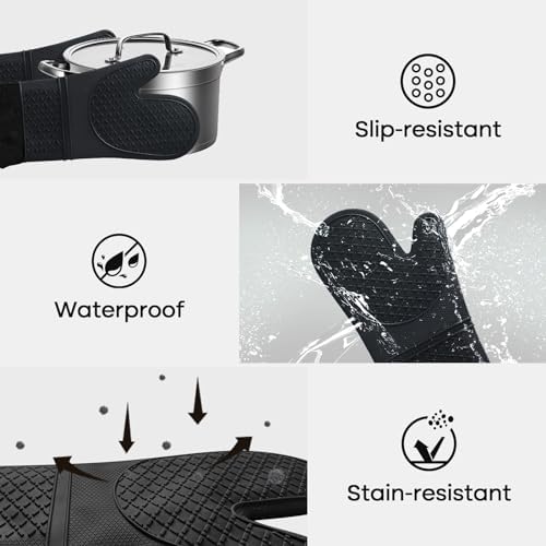 Premium Silicone Oven Mitts Heat-Resistant up to 500F