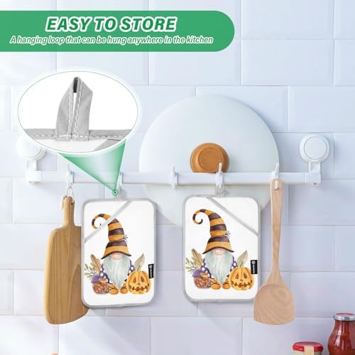 OurVii 2Pcs Halloween Gnome Pot Holder Set Heat Resistant Kitchen Baking and Cooking