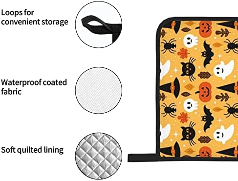 Halloween Ghost Pumpkin Bat Oven Mitts and Pot Holders Sets of 4
