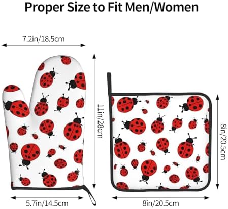 Quopvn Ladybug Oven Mitts and Pot Holders 2pcs Set