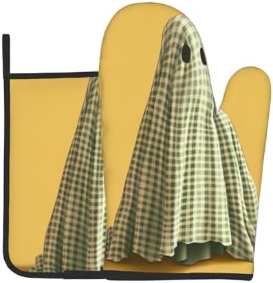 Halloween Ghost Oven Mitts Set for Heat-Resistant Cooking