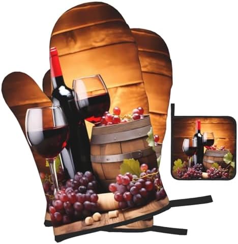 DXTKWL Heat-Resistant Oven Mitt Set for Grilling Cooking