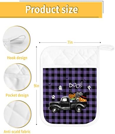 Happy Halloween Truck Potholders Set