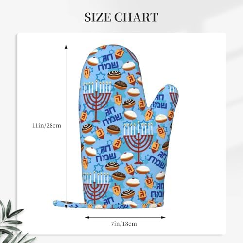 Happy Hanukkah Oven Mitts with Silicone Pads