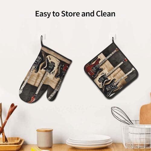 Oven Mitt and Pot Holder Set with Insulated Properties Non-Slip Kitchen Potholders