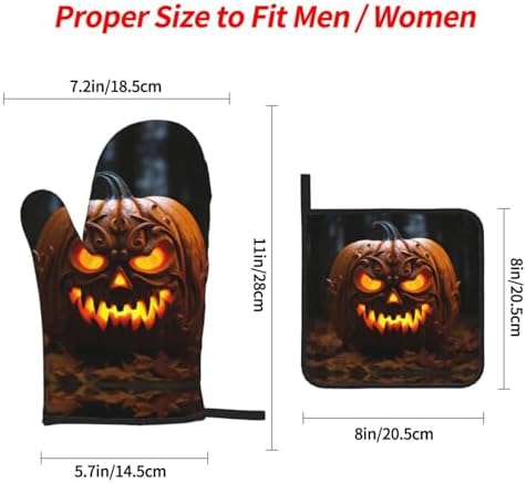 Halloween Spooktacular Pumpkin Print Oven Mitts Pot Holders Set