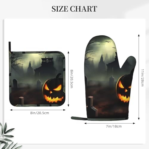 Trusted Halloween Horror Silicone Oven Mitts Pot Holders Set of 2