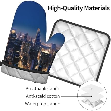 Los Angeles Skyline Prints Oven Mitt Pot Holder Set