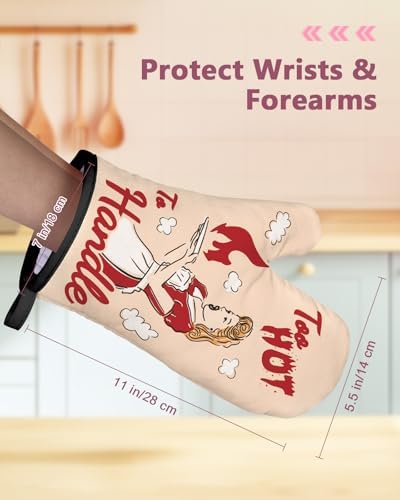 Swooflia Funny Oven Mitts Heat-Resistant Kitchen Gloves for Women